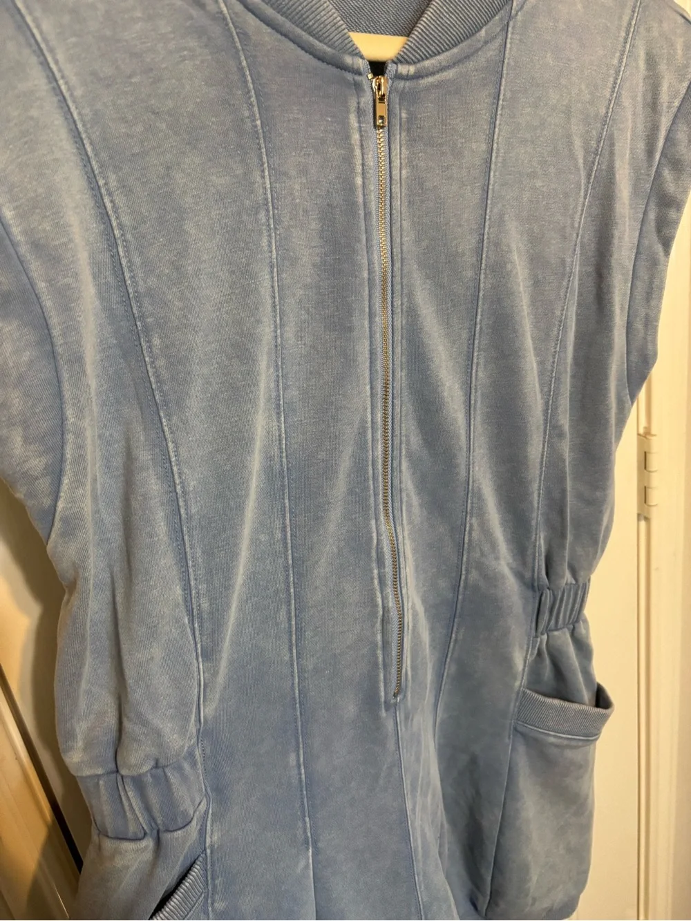JODIFL Light Blue Sleeveless Zip Romper with Pockets